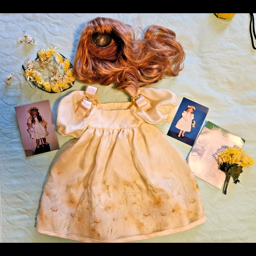Classic Cream Floral Doll Dress with Bows